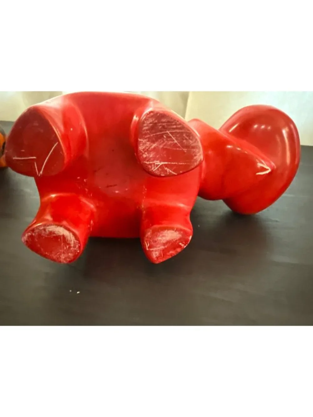 HOUSE HIPPO-Hand-Painted Animal Figurines - Red Hippo Green Giraffe/Orange Giraf